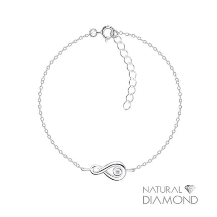 Sterling Silver Infinity Bracelet With Natural Diamond