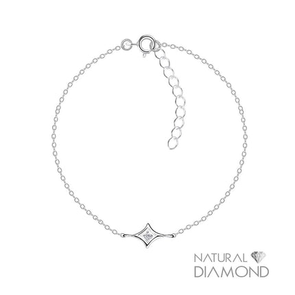 Sterling Silver Diamond Shaped Bracelet With Natural Diamond