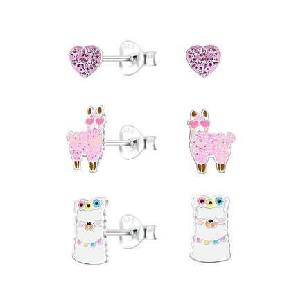 Sterling Silver Alpaca Ear Studs Set