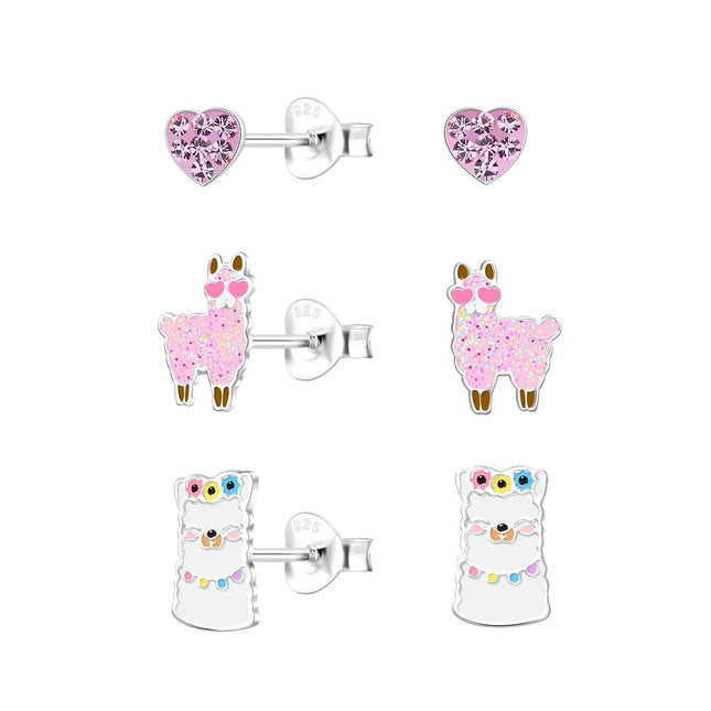 Sterling Silver Alpaca Ear Studs Set