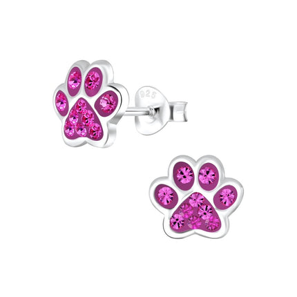 Sterling Silver Paw Print Ear Studs